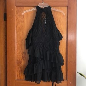 Eyelet/ruffle LBD